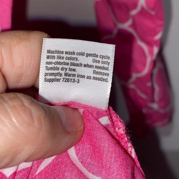 St. John's Bay Women's Quatrefoil Split Neck 3/4 Sleeve Cotton Blouse Large - Picture 8 of 8